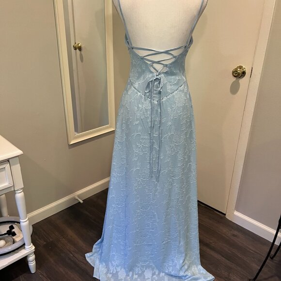 Princess Polly Light Blue South Of France Lace up Back Maxi Dress, Size 6 - Picture 10 of 16